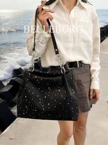 Fashionable Elegant Commuter Minimalist Large Capacity Women Shoulder Underarm Bag - Black - View 2