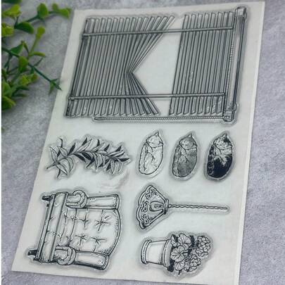 1 Con dấu cao su trong suốt kiểu cổ điển, con dấu cao su trong suốt dùng làm thiệp, tạo họa tiết tại nhà, tự làm sổ lưu niệm, tạp chí ảnh, trang trí album, con dấu hàng tháng.