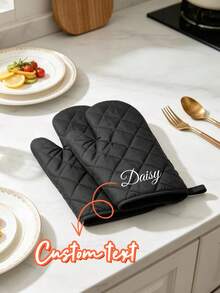 1 đôi găng tay lò nướng bằng cotton chịu nhiệt tùy chỉnh, có thể in tên/văn bản/logo, được làm từ vải cotton chịu nhiệt có độ thoáng khí tốt, thích hợp để sử dụng lâu dài, thiết kế tiện dụng cho thao tác linh hoạt, cung cấp khả năng cách nhiệt tuyệt vời cho ngón tay, lòng bàn tay và cẳng tay, có thể giặt máy để dễ dàng vệ sinh và bảo quản. - Nhiều màu - Xem 5
