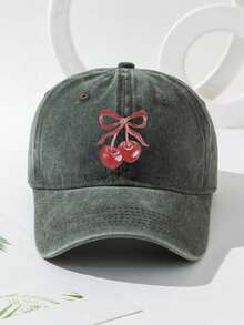 1pc Printed Cherry Baseball Cap, Adjustable Outdoor Sun Protection Casual Hat Suitable For Spring, Autumn Travel, Beach, Y2K Style For Young People - Baseball Cap - View 27