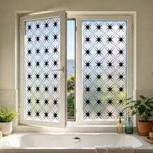 1/4pcs Modern Minimalist Matte Static Cling Window Film, Black Geometric Grid Pattern Privacy Sticker, Waterproof Translucent Decorative Glass Door Decal For Bathroom, Living Room, Kitchen - Multicolor - View 9