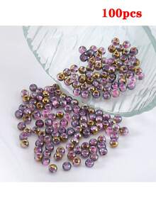100顆 4mm 黑金色圓形光滑高光澤琺瑯珠 DIY珠寶手工製作手鍊項鍊用 - 漸變金彩色米珠100pcs - 查看 9