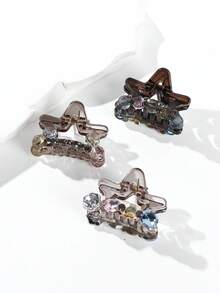 1个优雅星形ABS塑料水钻发夹，适合日常、度假和派对佩戴，适合细软发质，季节性使用 - 彩色 - 查看 2