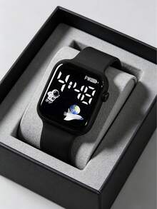 6/1pcs Fashionable Minimalist Elegant Cute Square Digital Display Airplane Pattern Decorative LED Screen Electronic Watch, Matching Butterfly Jewelry Set, Including Necklace, Bracelet, Earrings And Ring. Perfect For Girls To Wear At Gatherings, Parties, Holidays And Other Occasions. Also The Best Gift Choice For Mothers And Friends On Mother's Day, Back To School Season, Easter And Other Occasions (Box Not Included) - Multicolor - View 12
