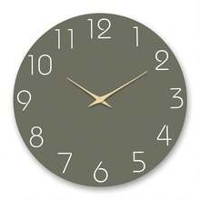 10-16 Inch Simple Gray-Green Large Wooden Wall Clock - Battery Powered, Silent Quartz Movement, Suitable For Living Room, Bedroom, Dining Room, Home, Kitchen Decor, Christmas & New Year Gift (Batteries Not Included) - Dark Green - View 14