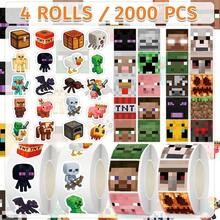 Minecraft 4卷共2000张我的世界游戏主题贴纸，像素艺术卡通装饰贴纸，适用于剪贴簿、水瓶、笔记本电脑、行李箱、动漫人物元素、创意装饰贴纸 - 多色 - 查看 15