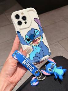Disney Has Authorized, Phone Case - Chain Set, The Stitch Lilo & Stitch Phone Case Plus A Silicone 3D Or Fluffy Style Stitch Bracelet With Metallic Ring Removable Bracelet, Stitch And Angel Pattern, Compatible With Iphone 17/16/15/14/13/12/11/XS/XR/X Plus Pro Max, Wavy Design Phone Case For Girl, A Stylish Cartoon Summer Phone Case, The Perfect Gift Choice, Phone Protection, Durable Phone Cover, Great Gift For Friends And Family - Màu trắng kiểu A - Xem 2