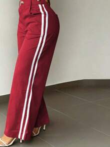 [Pantalones elegantes y sexys] Pantalones rectos elegantes y sexys para mujer| Pantalones sin estiramiento, adecuados para la oficina, fiestas y uso diario - Lavable a máquina, tela transpirable, diseño sencillo, ropa de estar en casa casual, opción preferida de los entusiastas de la moda - Rojo - Ver 5