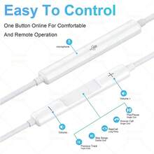 Original Apple Wired Earphones 3.5mm/IOS/USB-C Lighting Connector Wire EarPods For IPhone IPad In-ear Earbuds Cellphone Tablet Volume Control High Fidelity Apple Headphone - 查看 5