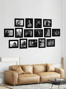 15pcs Black (With Backing Board) Minimalist & Elegant Corridor Wall Decor Memorial Paper Photo Frame Wall Hanging (Paper Product) - Multicolor - View 15