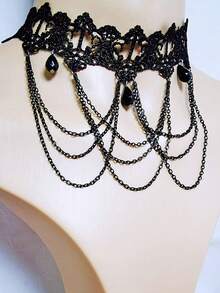 1 chiếc vòng cổ choker ren phong cách retro punk gothic dành cho nữ, vòng cổ gợi cảm. - Nhiều màu - Xem 3