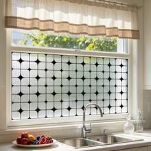 1/4pcs Modern Minimalist Matte Static Cling Window Film, Black Geometric Grid Pattern Privacy Sticker, Waterproof Translucent Decorative Glass Door Decal For Bathroom, Living Room, Kitchen - Multicolor - View 7
