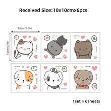 BRUP 1/6 Sheeth 可爱卡通小狗墙贴 30*60cm PVC 自粘可移除贴纸 可爱宠物图案艺术装饰 适用于客厅、走廊、儿童房、托儿所、幼儿园教室、返校季墙面装饰 - 彩色 - 查看 13