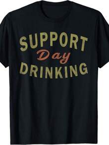 Camiseta de Regalo para Amantes de las Bebidas Diarias. Mismo estilo para hombres y mujeres. Camiseta estampada de manga corta para el verano de 2025, 220G puro. - Negro - Ver 1
