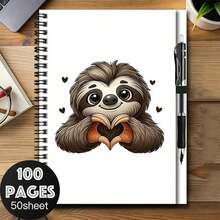 1 Set Cute Sloth Pattern Spiral Notebook Set With Pen! 100 Page High Capacity, Meets Work And Study Recording Needs. Exquisite Cover, Combines Appearance And Practicality. Suitable For School Writing, Daily Planning, Diary Recording, Graduation Gift, Birthday Gift, And A Great Note-Taking Companion! - Model D + Pen - View 6