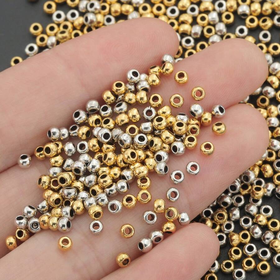 150pcs/300pcs Hạt spacer hợp kim tròn 2mm, hạt trang trí trang sức, hạt tròn rời, hạt trang trí, phù hợp cho DIY phụ kiện trang sức, bông tai, dây chuyền, vòng tay - Định vị hạt - Xem 1