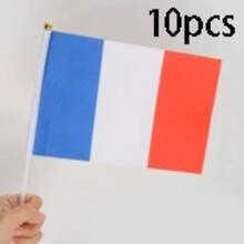 10 Peças Bandeira de Mão, Mastro de Bandeira Branco de Plástico, Adequado para Decorar Bandeiras Internacionais de Vários Países - Bandeira Pequena de Tecido de Poliéster Dupla Face, Usada para Competições Esportivas, Reuniões e Decoração - Multicolorido - Visão 19