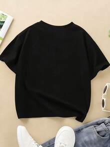 Printed Short-Sleeved T-Shirt For Boys, New Summer Style, American Retro, Oversized, Loose Black Top. - màu đen - Xem 4
