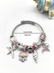 1 chiếc vòng tay mùa hè màu xanh dương phong cách đại dương với mặt dây chuyền có thể tháo rời - hình sao biển, vỏ sò, cá voi, rùa, ngọc trai, cá, sứa, trai đính đá, trang sức đa năng, quà tặng ngày lễ và kỳ nghỉ. - Nhiều màu - Xem 6