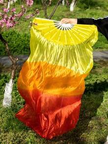 1pc Women's Belly Dance Fan, Elegant Gradient Imitation Silk Dance Fan, Dance Performance Prop, For Dance Training And Stage Performance - Multicolor - View 11