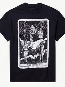 T Shirt Print ,Graphic-Cotton Tees Size Plus, Cartoon Round Neck Short Sleeve, Terrifier Art The Clown Tarot Card By Vertebrae33 _ Printed Summer Luxury Brand Cotton Men's And Women's T-Shirt Short Sleeves ,Y2K,Oversized Shirt Men,With Shirt,Summer Tops,Shirt Suitable - 黑色 - 查看 7