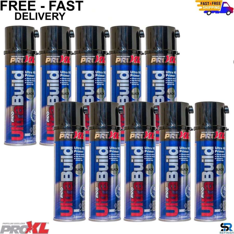 10X PROXL Pro Ultra Build High Build Primer Aerosol 500ml BLACK - C - View 1