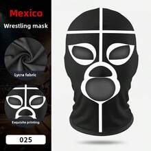 Wrestling Mask For Party Role Play, Funny Hero Printed Milk Silk Fighting Mask - Multicolor - View 19