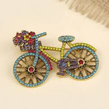 Broche de bicicleta con cristales de strass, creativo, para mujer, de estilo retro y elegante, hecho a mano, con color azul, broche clásico, accesorio de joyería de moda para boda y regalo - Multicolor - Ver 12
