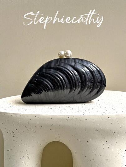  Túi xách nữ thời trang Stephiecathy sang trọng, thanh lịch, chất liệu acrylic, khóa nam châm, hình vỏ sò, đựng vừa điện thoại, dây đeo dài, túi đeo chéo dự tiệc, thích hợp cho đám cưới, tiệc tối, dạ hội, tiệc chiêu đãi.