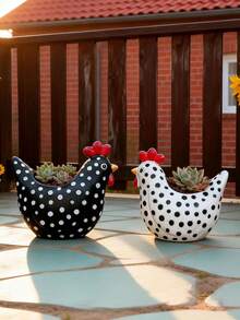 Exquisite Chicken Planters With Solid Base Weight To Stop Accidental Spills Unique Vase For Nature Lovers Scratch Proof Resin Rooster Sculpture Perfect Tea Table Porch Flower Pot Plant Pots Garden Stuff Home Room Decor Wedding Items Father Day Gift - One Size - View 4