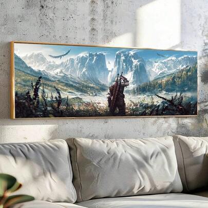 Tranh in trên vải canvas lấy cảm hứng từ trò chơi The Witcher - Poster không khung với hình ảnh phong cảnh núi non và nhân vật mang tính biểu tượng - Hoàn hảo cho phòng ngủ, phòng khách hoặc trang trí nhà cửa.