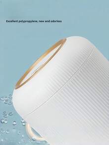 Striped Trash Can, White With Gold Trim, Vertical Striped Body, Odor-Proof And Leak-Proof Inner Bucket, Compact And Stylish Design, Plastic Material, Easy To Clean, Suitable For Bathroom, Bedroom, Office, Dressing Table, And Small Spaces.Bin. - Multicolor - View 7