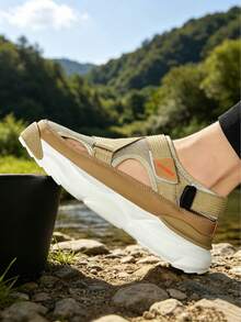 Men's Summer Sandals, Sports Outdoor Sandals, Fashion Sandals, Beach & Garden Flat Sandals, Beige & Black Sandals, Men's Outdoor Slippers, Casual Soft-Sole Comfortable Outdoor Sandals, MD Non-Slip Slippers, Suitable For Daily Casual Outdoor, Size 39-45, Holiday Gift (Handpainted Soles, Asymmetrical Patterns) - Khaki - View 7