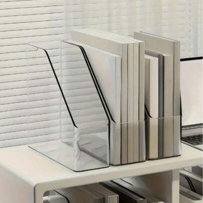 Transparent Bookshelf Desktop Storage Rack, Thickened Acrylic File Storage Rack, Multi-Functional Office Desk Storage Rack, Student Stationery Rack, Bookend Storage Box, Suitable For Daily Use, Decorations For Various Occasions, Christmas Gifts, Holiday Gifts, Etc.
