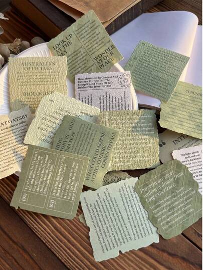 15 piezas Paquete de papel con diseño de plantas florales con texto en inglés vintage, mariposas y estilo estético, mini decoración irregular para diario y manualidades de scrapbooking, materiales decorativos lindos para suministros de oficina y escuela
