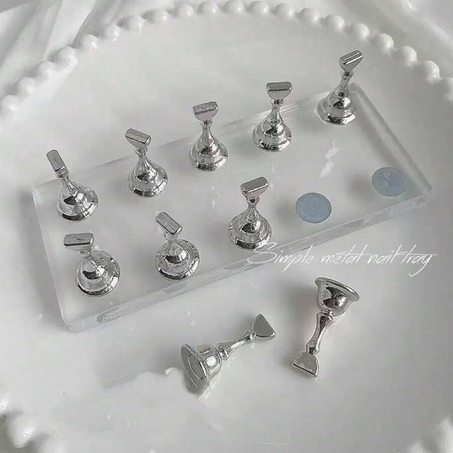 Nail Art Decoration Accessories Resin Acrylic Wavy Solid Self-Adhesive Magnetic 1 Base + 5 Finger Holder Display Practice Stand - Multicolor - View 1