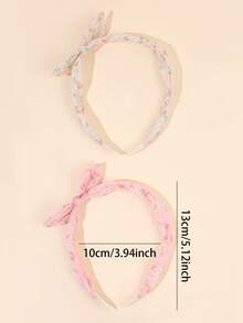 2pcs/Set Pink Floral Bow Headband Combo, Fashion Fabric Hair Accessories For Girls & Teens - Hairband - View 4