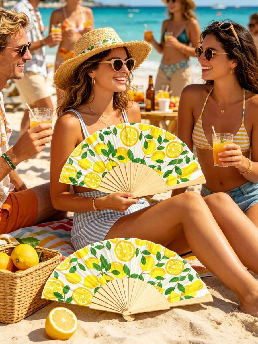 1 chiếc quạt giấy gấp hình quả chanh, số lượng lớn, thích hợp làm quà tặng cho đám cưới, sinh nhật, tiệc mùa hè, quà tặng cho phù dâu, quà tặng cho người lớn, quà tặng đám cưới cho khách, quà tặng đám cưới, quà tặng Ngày của Mẹ, quà tặng tri ân giáo viên, quà tốt nghiệp. - Nhiều màu - Xem 1