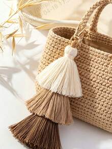 1 chiếc móc khóa dây cotton dệt thủ công hình bánh macaron nhiều màu sắc sáng tạo, dây đeo điện thoại tua rua phong cách tươi mới - Món quà lý tưởng cho Ngày của Mẹ và Ngày của Cha. - Xem 10