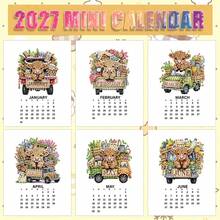 1 pièce Calendrier de bureau mensuel 2027 Vache des Highlands, peinture de diamant animale mignonne Série de motifs de vacances, calendrier de bureau, calendrier de bureau, décoration de bureau et de salle de séjour, décoration de vacances, cadeau pour petite amie, cadeau réfléchi, cadeau parfait, cadeau de nouvel an, cadeau de Noël, mini-calendrier de peinture de diamant - Ensembles - Voir 2