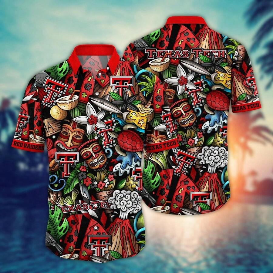 Texas Tech Red Raider Flower Hawaii Shirt For Fans Style 16 - Multicolor - View 1