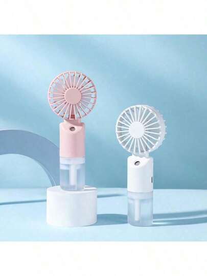 미니 휴대용 미스팅 팬, 휴대용 전기 팬, 2단 조절, 500mAh 배터리, 여름용 탁상 팬, 가습 및 냉각, 실내/실외 캠핑에 적합, 학생용 충전식 팬