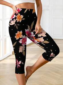 Women's Fashion Casual Yoga Capri Pants Floral Print Yoga Pants; Retro Flower Pattern Print Casual Yoga Capri Pants For Leisure Sports Casual Outdoors - Nhiều màu - Xem 3