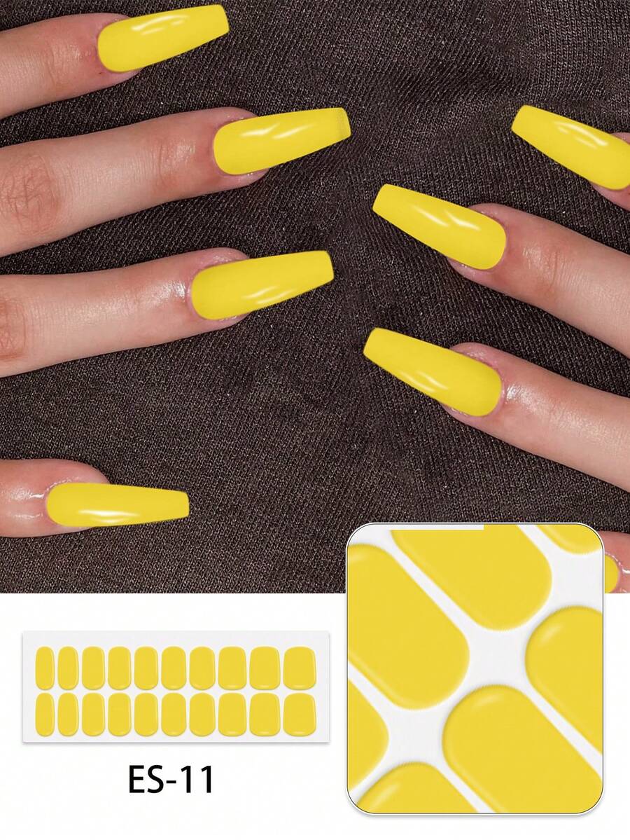 20 piezas de tiras de uñas de gel semi-curadas, pegatinas de uñas de calidad de salón duraderas, fáciles de aplicar y retirar, requieren curado con lámpara UV