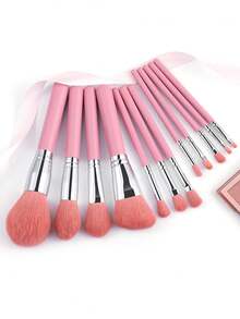 12件套粉色银色化妆刷套装 - 彩色 - 查看 7