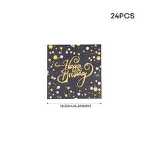 Juego de vajilla desechable de cumpleaños en negro y dorado, platos de papel de 9 pulgadas y 7 pulgadas, vasos de papel de 9 onzas, servilletas, kit de vajilla con estampado de confeti negro y dorado/plateado para celebración de cumpleaños de adultos, fiesta formal - Multicolor - Ver 9