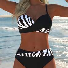 New Summer  Women's Fashion Two-Piece Cross Bikini Set Swimsuit - Flower - View 4
