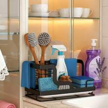 1pc Multifunctional Dish Drying Rack, Sponge & Detergent Storage Holder For Kitchen Sink Countertop - View 7