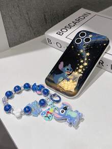 Disney Has Authorized, Phone Case - Chain Set, The Stitch Lilo & Stitch Phone Case Plus A Silicone 3D Or Fluffy Style Stitch Bracelet With Metallic Ring Removable Bracelet, Stitch And Angel Pattern, Compatible With Iphone 17/16/15/14/13/12/11/XS/XR/X Plus Pro Max, Wavy Design Phone Case For Girl, A Stylish Cartoon Summer Phone Case, The Perfect Gift Choice, Phone Protection, Durable Phone Cover, Great Gift For Friends And Family - 白色款式B - 查看 6