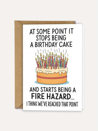 1pc Fun Adult Birthday Card With A Humorous Cake Fire Hazard Joke, Perfect For Birthday Parties And Celebrations With Friends, Family, And Colleagues. Also Suitable As A Holiday Card Or Birthday Greeting Card.